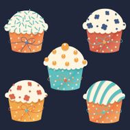 Five vector cupcakes