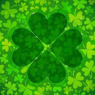 Green clover shape on light clovers background
