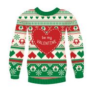 'Be my Valentine' greeting card Sweater with owls and hears N4