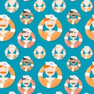 Sailors of different ethnicities seamless vector pattern in cart N2