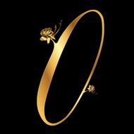 Golden number 0 with roses