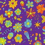 Seamless plant texture of futuristic fantastic flowers twigs and leaves N3