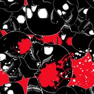 seamless pattern of abstract skulls and stains paint