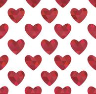 Seamless texture of red hearts in the crystalline style N2