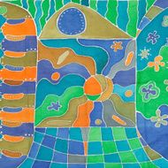 abstract pattern on handmade silk batik N33