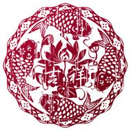 Grunge style Chinese Lucky fishes design