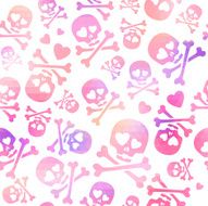 Funny skulls in love - pink and purple pattern