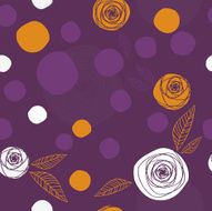 Floral and circles seamless pattern Purple back N2