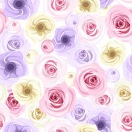 Seamless background with roses and lisianthus flowers Vector
