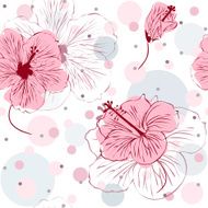 seamless pattern with hand drawn hibiscus flowers N3