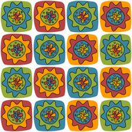 Bright background with squares and flowers