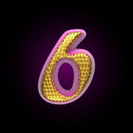vector golden and pink letter 6