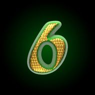 vector golden and green letter 6 N3