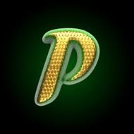 vector golden and green letter p N3
