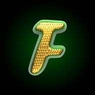 vector golden and green letter f N3