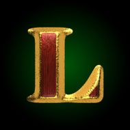 vector golden figure with red wood l