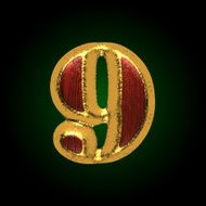 vector golden figure with red wood 9