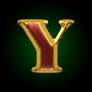 vector golden figure with red wood y