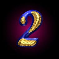 vector golden and blue letter 2 N2