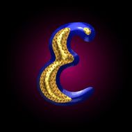 vector golden and blue letter e
