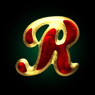 vector golden and red letter r N3