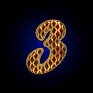 vector golden and red letter 3 N2