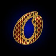 vector golden and red letter o N3