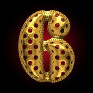 vector golden and red letter 6 N3