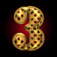 vector golden and red letter 3 N3