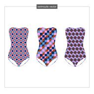 Set of sketches swimwear with a geometrical pattern N2