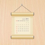 August 2014 calendar on wood wall N2