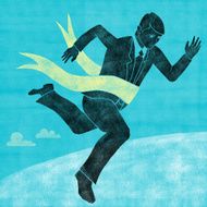Businessman winning a race