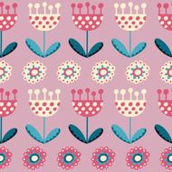 Seamless pattern with tulips on the pink background