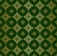 green seamless pattern with golden tracery