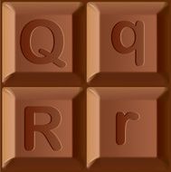 Vector stylized alphabet Characters printed on blocks of chocolate bar N4