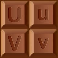 Vector stylized alphabet Characters printed on blocks of chocolate bar N5