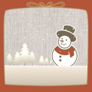 Merry Christmas Snowman made of paper in winter background
