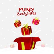 Christmas Gifts on Snowy Background