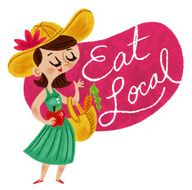 Eat Local Woman with Basket of Produce N2