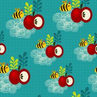Bee and apple seamless texture N2