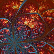 Beautiful fractal flower in blue and orange