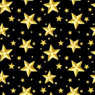 Seamless pattern with gold stars on black Vector illustration