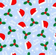 Christmas Pattern - Santa Hats &amp; Holly