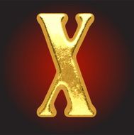 Vector golden letter x on red