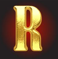 Vector golden letter r on red