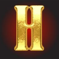 Vector golden letter h on red
