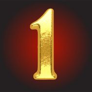 Vector golden letter 1 on red