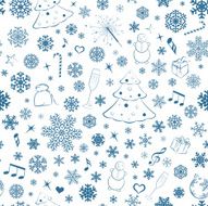 Seamless pattern with snowflakes and Christmas symbols N6