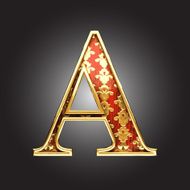 vector golden figure with red wood N143