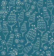 Doodle seamless pattern with flowers and hearts N2